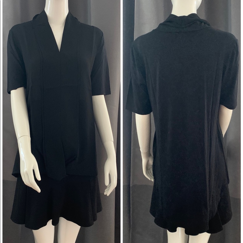 NEW! H by Halston KnitTop with Chiffon Drape Front